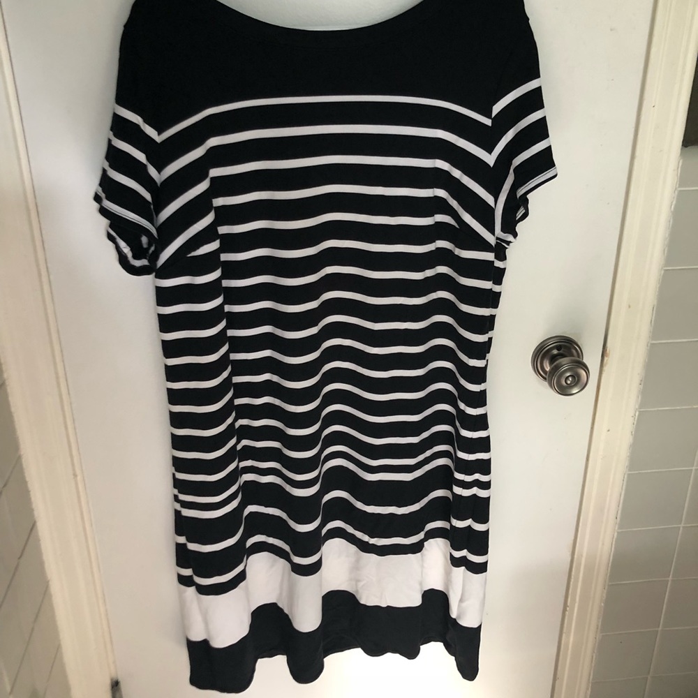 Black and white striped dress